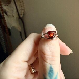 Dainty Amber Heart Ring